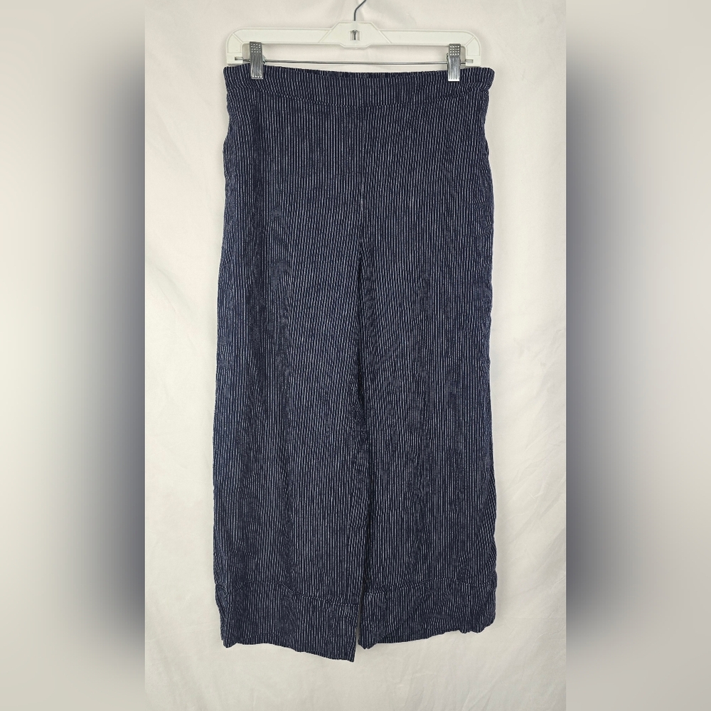 Chico's Linen Stripe Comfy Pull-on Culotte Pants sz 1 (M/8)